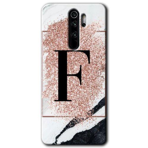 Potkal Hediye Fabrikası Xiaomi Redmi Note 8 Pro Kılıf HD Desen Baskılı Arka Kapak - Pembe Mermer Desenli F Harfi