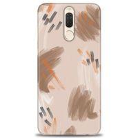 Huawei Mate 10 Lite Kılıf HD Baskılı Kılıf - Kahve Çizgiler + Tam Ekran Koruyucu