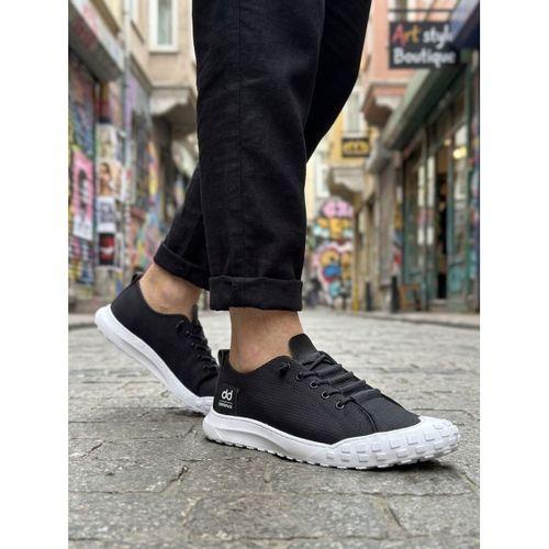 BA0248 BOA Siyah Beyaz Taban Esnek Bağcıklı Ultra Hafif Nefes Alan Sneaker Ayakkabı