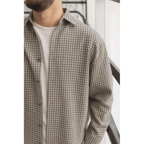 Jonas Ekose Küçük Kareli Relaxed Fit %100 Pamuklu Flanel Kumaş Erkek Gömlek - Yeşil