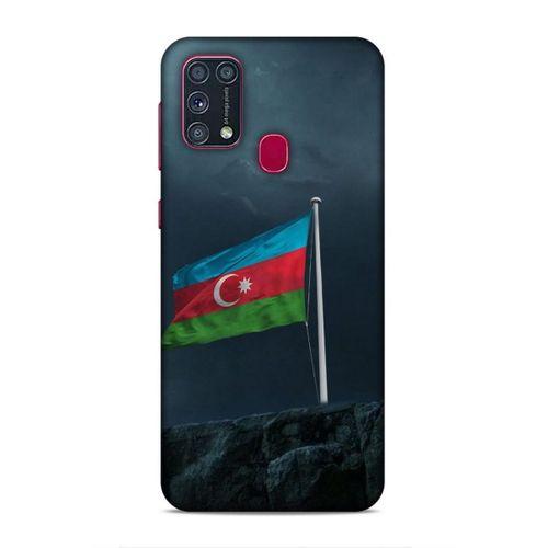 Samsung Galaxy M31 Uyumlu Kılıf Azarbaijan (27) Tasarımlı Kılıf Mavi Beyaz