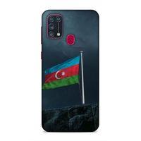 Samsung Galaxy M31 Uyumlu Kılıf Azarbaijan (27) Tasarımlı Kılıf Mavi Beyaz