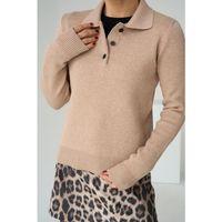 Polo Yaka 3 Düğmeli Kazak - Camel