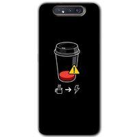 Potkal Hediye Fabrikası Samsung Galaxy A80 HD Baskılı Kılıf + 9D Tam Ekran Koruyucu - Coffee Battery