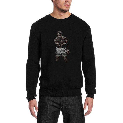 Muhammad Ali Hard Punch Muhammad Ali Baskılı Siyah Erkek Sweatshirt