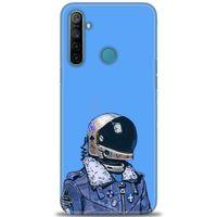 Realme C3 Kılıf HD Baskılı Kılıf - Mavi Astronot + Tam Ekran Koruyucu