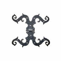 Antika Tarz Dekoratif Pirinç Süslü Menteşe - 190x170 Mm, Oksit