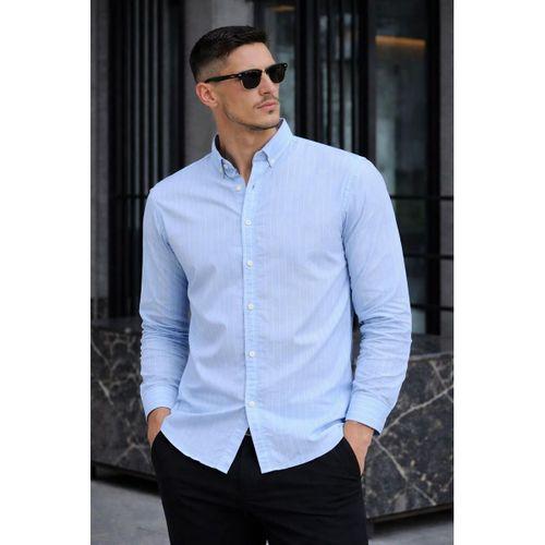 Chad Modal Kumaş Çizgili Yazlık Relaxed Fit Erkek Gömlek - Açık Mavi