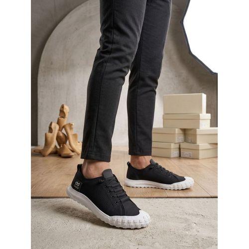 BA0248 BOA Siyah Beyaz Taban Esnek Bağcıklı Ultra Hafif Nefes Alan Sneaker Ayakkabı