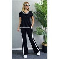 Kadın Kısa Kollu V Yakalı Viskon Iki Iplik Bluz Ve Pantolon Ikili Takım