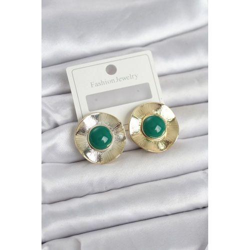 Vintage Model Yeşil Gold Renk Pirinç Kadın Küpe