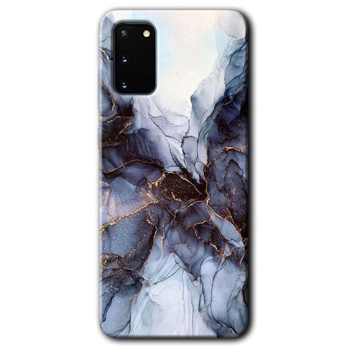 Samsung Galaxy S20 Kılıf HD Desen Baskılı Arka Kapak + Temperli Cam - Otantik Mermer