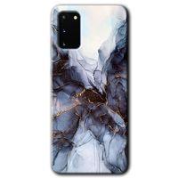 Samsung Galaxy S20 Kılıf HD Desen Baskılı Arka Kapak + Temperli Cam - Otantik Mermer