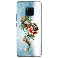 Huawei Mate 20 Pro Kılıf Dragons (29) Arka Koruma Kılıfı Tatoo Mavi Ejderha
