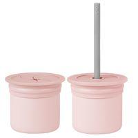 OiOi OiOi Ham+Hüp Pipetli Silikon Bardak Seti Pinky Pink / Powder Grey