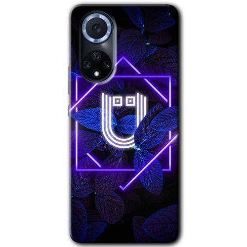 Huawei Nova 9 Kılıf HD Desen Baskılı Arka Kapak - Dark Neon Yaprak Ü Harfi + Kırılmaz Cam
