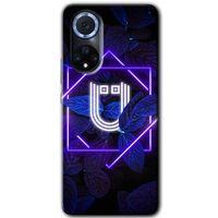 Huawei Nova 9 Kılıf HD Desen Baskılı Arka Kapak - Dark Neon Yaprak Ü Harfi + Kırılmaz Cam