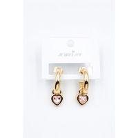 Kalp Halka Küpe - Pembe