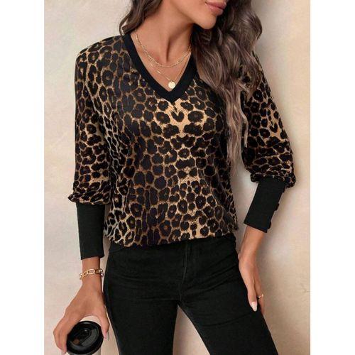 Kadın Uzun Kollu V Yakalı Desenli Süprem Bluz