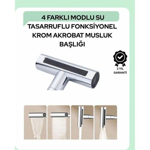 Çok Fonksiyonlu Musluk Başlığı | 4 Su Modu | Geniş Uyumlu Adaptör Seti | Mutfak Ve Banyo Uyumlu