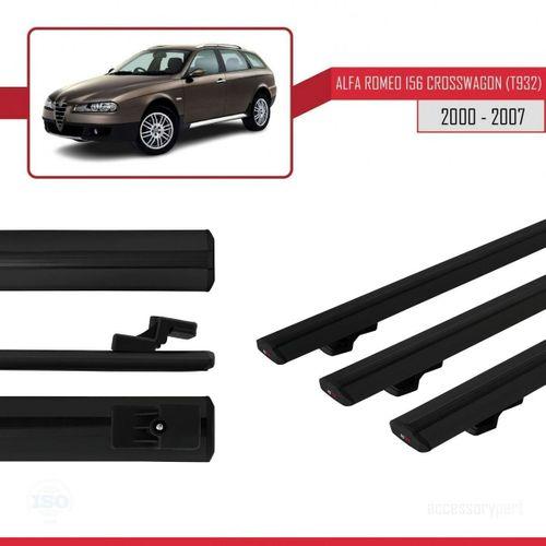 Alfa Romeo 156 Crosswagon (T932) 2000-2007 Arası ile uyumlu Basic Model Ara Atkı Tavan Barı SİYAH 3 ADET