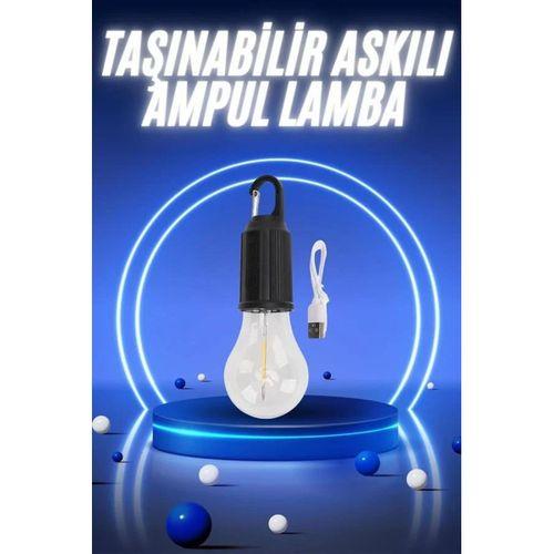 Taşınabilir Şarjlı Led Ampul Askılı Lamba Kamp Bahçe Lambası