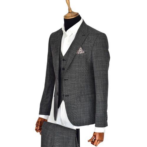 Erkek Silim Fitt Çift Yırtmaçlı Yelekli Takım Elbise BGL-ST03413