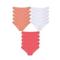 15 Adet Süper Eko Set Likralı Kadın Slip Külot Pudra Beyaz Fuşya