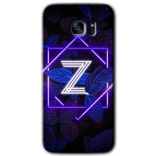 Samsung Galaxy S7 Edge HD Baskılı Kılıf + 9D Tam Ekran Koruyucu - Dark Neon Yaprak Z Harfi