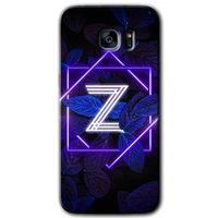 Samsung Galaxy S7 Edge HD Baskılı Kılıf + 9D Tam Ekran Koruyucu - Dark Neon Yaprak Z Harfi