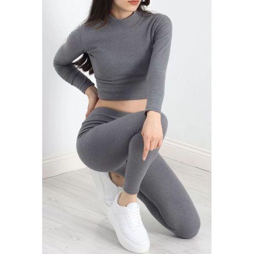 pilelistore Raporlu Crop İkili Takım Füme