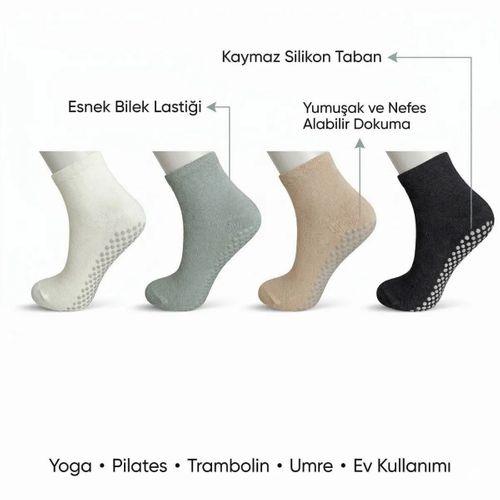 Kaymaz Tabanlı Yoga Pilates 8’li Çorap, Silikon Tabanlı Esnek Nefes Alan Ev Ve Spor Çorabı