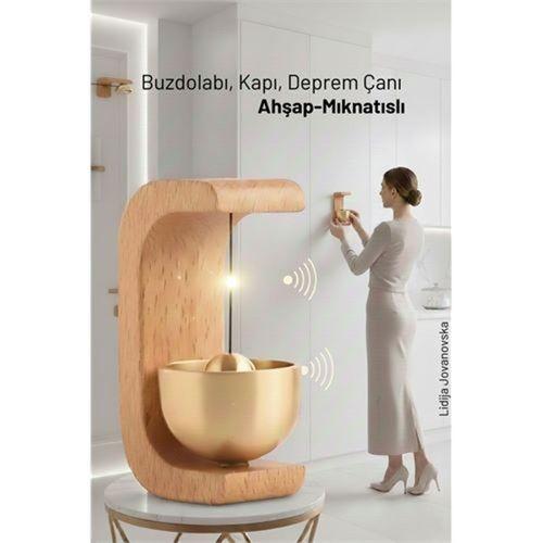 Ahşap Kapı Çanı - Deprem Zili - Dekoratif Zil -Japon Rüzgar Çanı Yapışkanlı ve Mıknatıslı