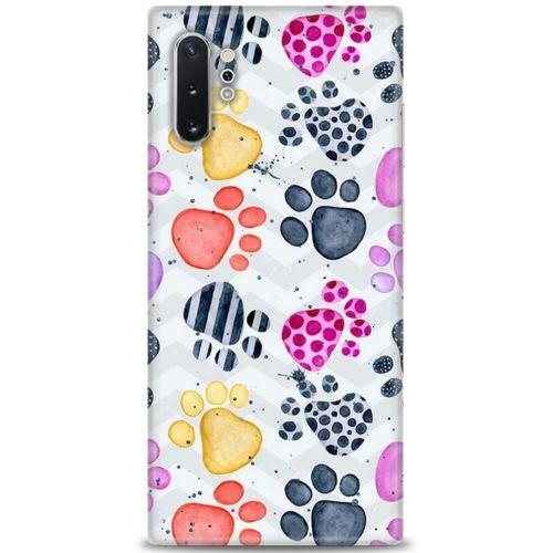 Samsung Galaxy Note 10 Plus Kılıf HD Baskılı Kılıf - Renkli Patiler + Tam Ekran Koruyucu