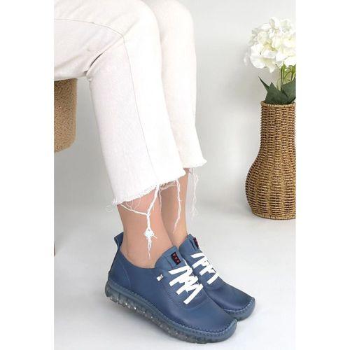 Jiten Mavi Deri Bağcıklı Spor Ayakkabı