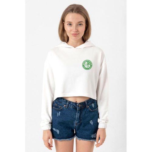 One Piece Anime Santoryu Style Fast Blue Ekru Kadın Crop Kapşonlu