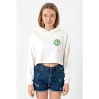 One Piece Anime Santoryu Style Fast Blue Ekru Kadın Crop Kapşonlu