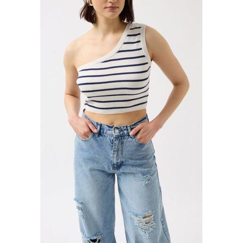 Tek Omuz Çizgili Crop