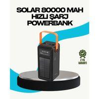 80000 Mah Güneş Enerjili Powerbank 4 Kablolu Type C Lightning Micro Usb