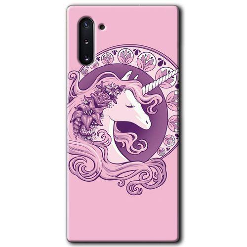 Galaxy Note 10 Kılıf HD Desen Baskılı Arka Kapak - Unicorn-Pembe