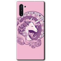 Galaxy Note 10 Kılıf HD Desen Baskılı Arka Kapak - Unicorn-Pembe