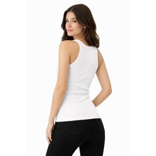 Fitilli Likralı Kaşkorse Atlet Vücuda Oturan Basic Şıklık - Beyaz