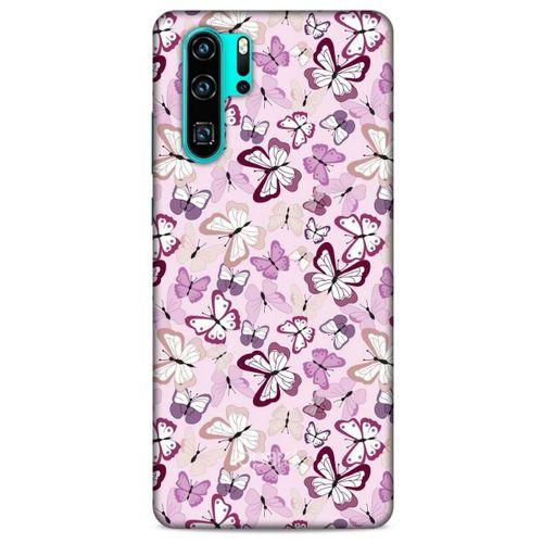 Huawei P30 Pro Kılıf Kelebek Etkisi (2) Kabı Mor Beyaz