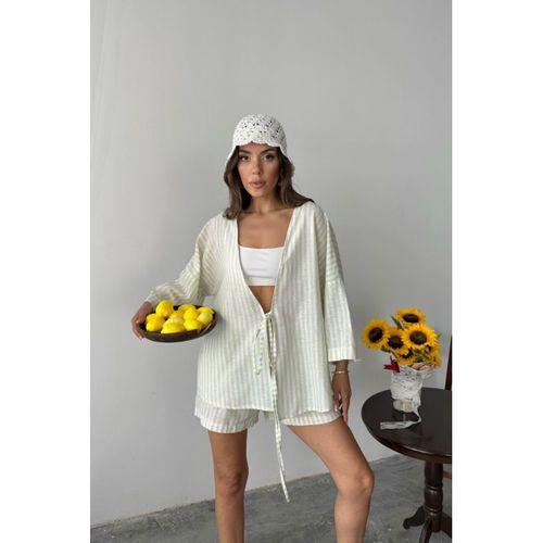 ÇİZGİLİ TUNİK -  ŞORT TAKIM - Yeşil