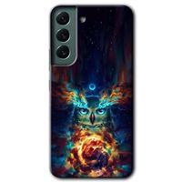 MRCİLETİSİM Samsung Galaxy S22 Kılıf HD Desen Baskılı Arka Kapak + Temperli Cam - Ballı Baykuş
