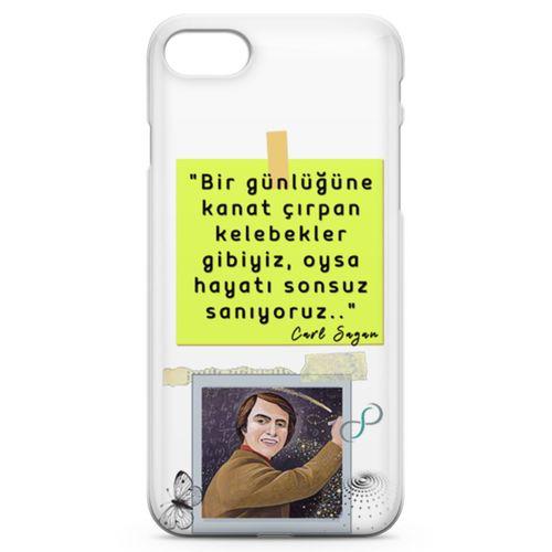 Apple iPhone 8 Kılıf Caps Carl Sagan Arka Kapak Koruma Desenli Full Koruyucu