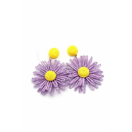 Papatya Hasır Küpe - Mor