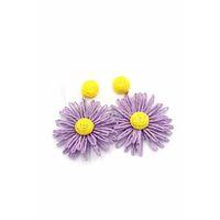 Papatya Hasır Küpe - Mor