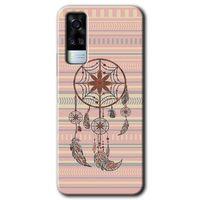 Vivo Y51a Kılıf HD Desen Baskılı Arka Kapak + Temperli Cam - Mandala Retro