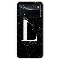 Poco x4 Pro Kılıf HD Desen Baskılı Arka Kapak - Siyah Mermer Desenli L Harfi